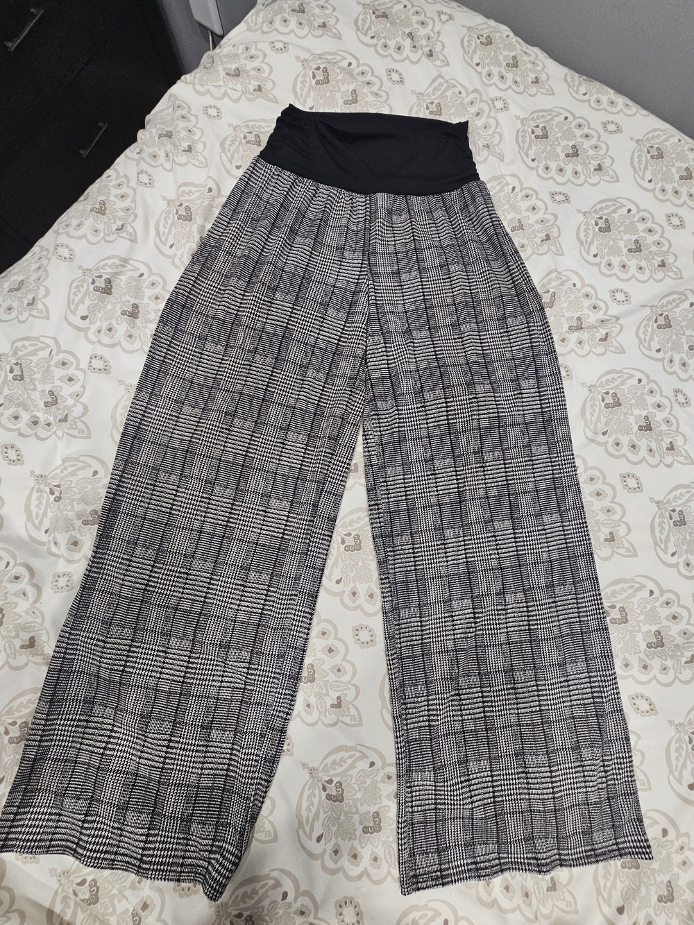 Apt. 9 Black & White Wide Leg Plaid Pants